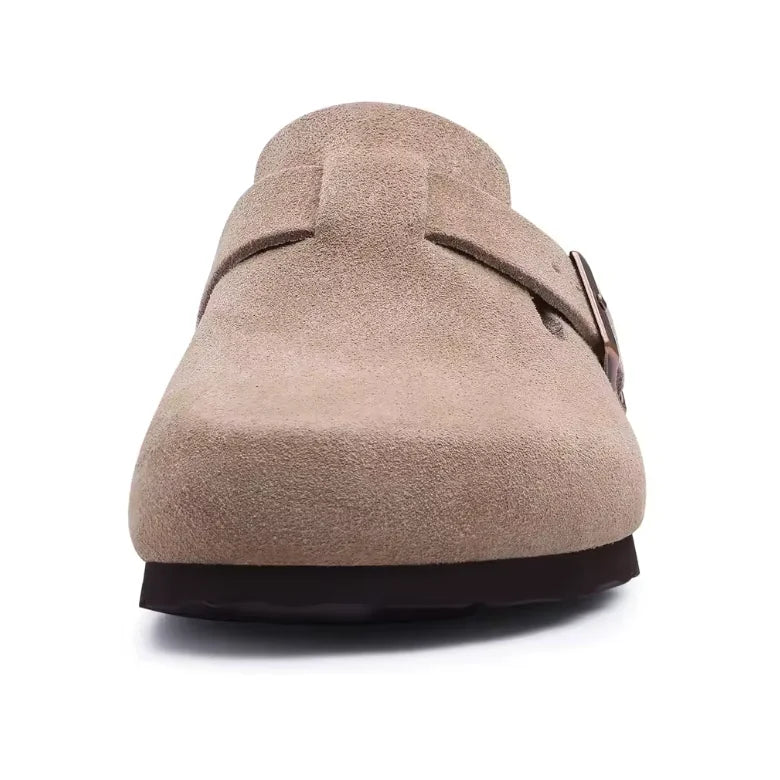 Mule Sabot en Daim Avec Semelle Anatomique en Liège